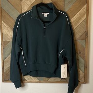 Athleta Women's Dark Green Half-Zip Crop Sweater
